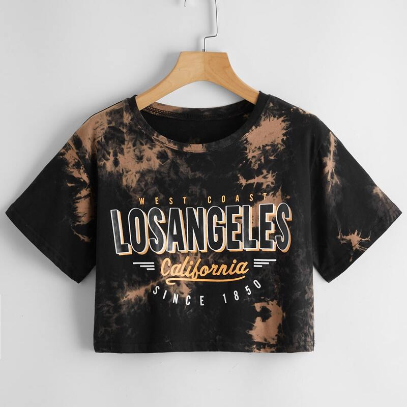 

Letter Tie Dye Crop Tee, Multicolor