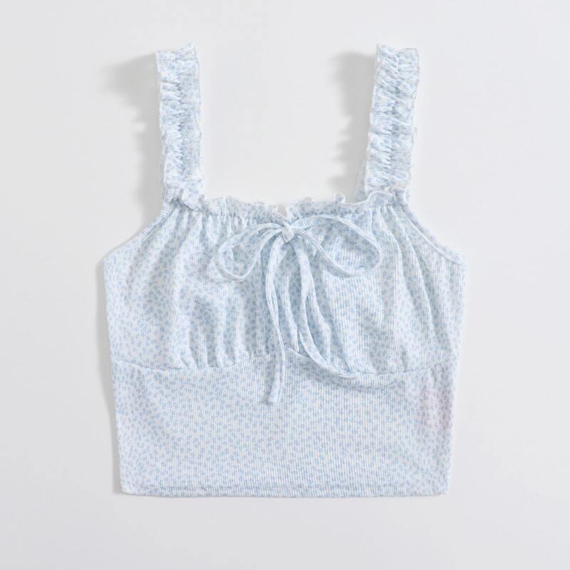

Ditsy Floral Ruched Bust Cami, Blue and white