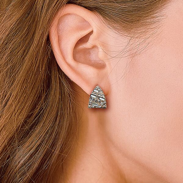 

Rhinestone Decor Earrings, Grey