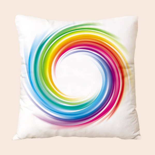 

Rainbow Swirl Print Cushion Cover Without Filler, Multicolor