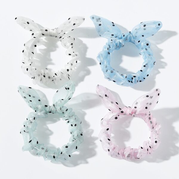 

4pcs Polka Dot Print Hair Tie, Multicolor