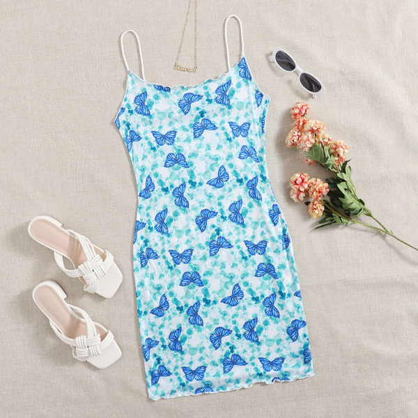 

Tie Dye Butterfly Print Dress, Multicolor