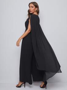 Mulvari Extra Long Sleeve Wide Leg Jumpsuit - Black - View 2