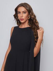 Mulvari Extra Long Sleeve Wide Leg Jumpsuit - Black - View 5