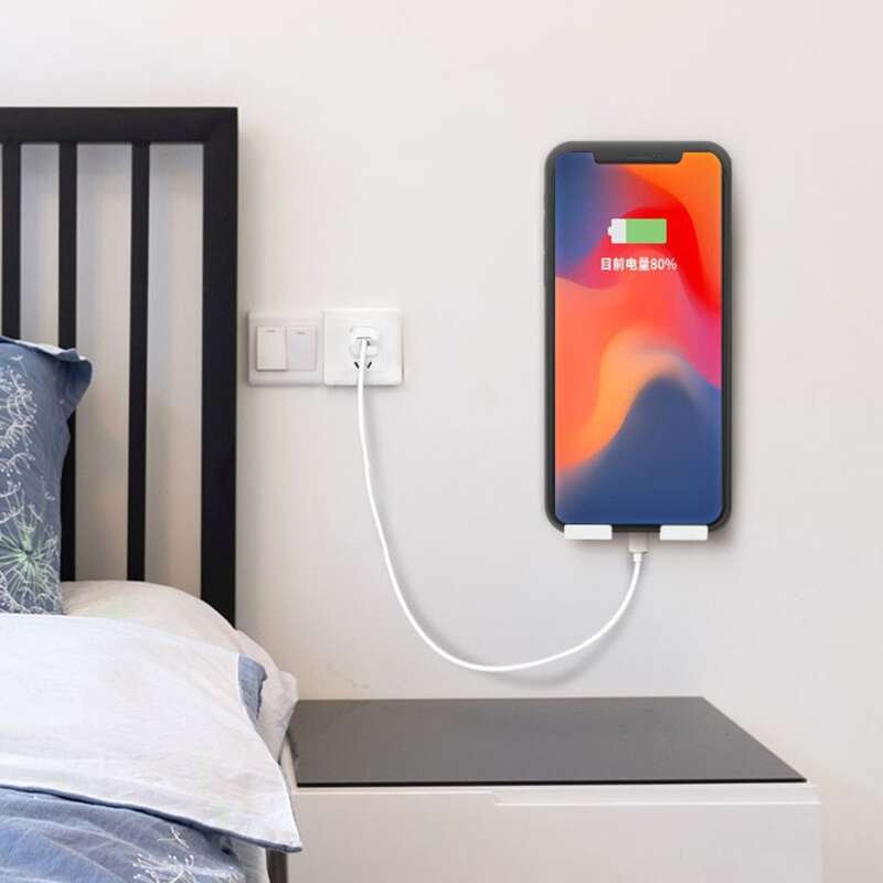 

1pc Wall Mounted Phone Hook, Black and white