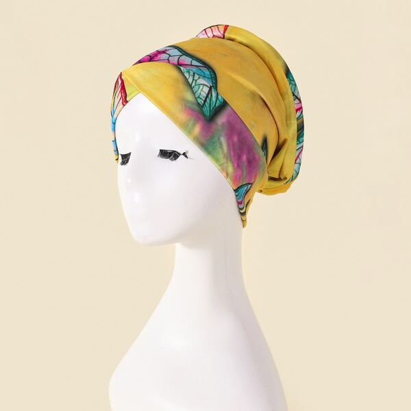 

Leaf Print Hat, Yellow