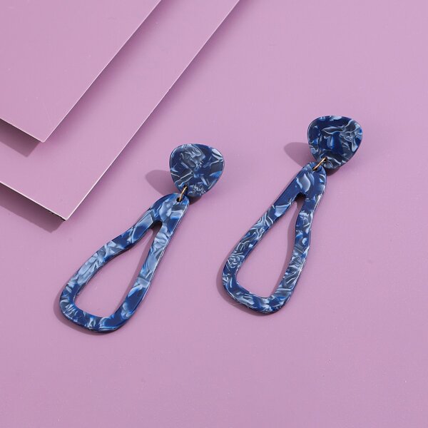

Geometric Drop Earrings, Blue