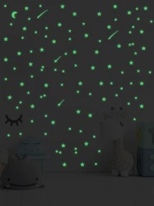 Kids Star Print Glow Sticker - Lime Green - View 3