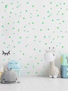 Kids Star Print Glow Sticker - Lime Green - View 5