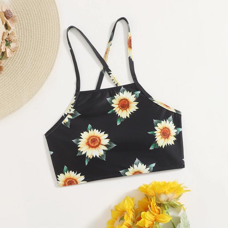 

Sunflower Print Bikini Top, Multicolor
