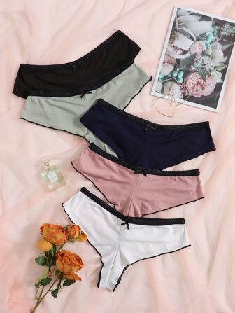 5pack Plus Contrast Binding Panty Set