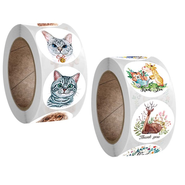 

500pcs Cartoon Animal Print Sticker, Multicolor