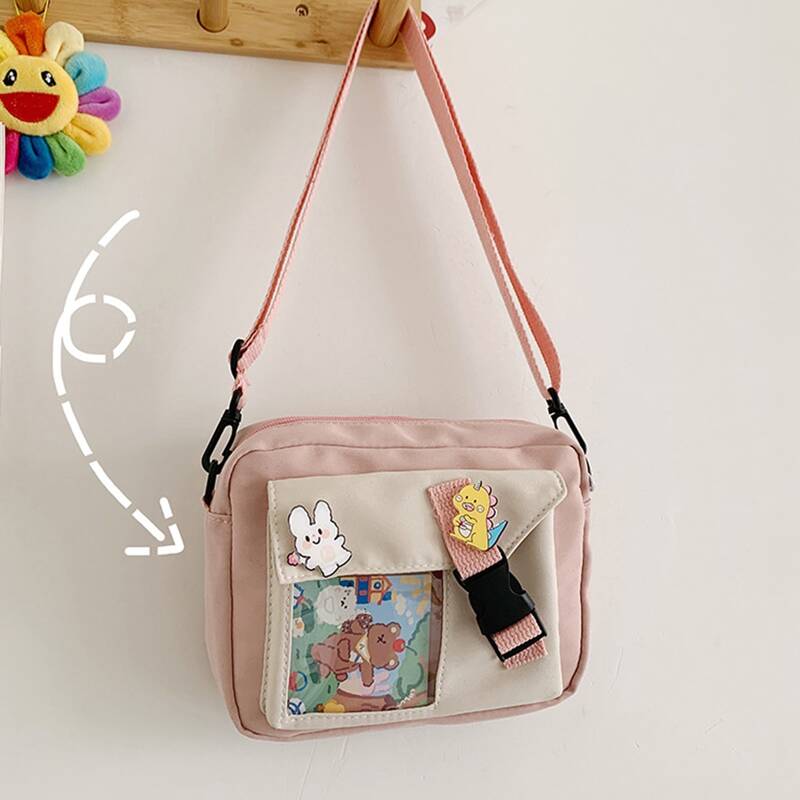 

Colorblock Crossbody Bag, Baby pink