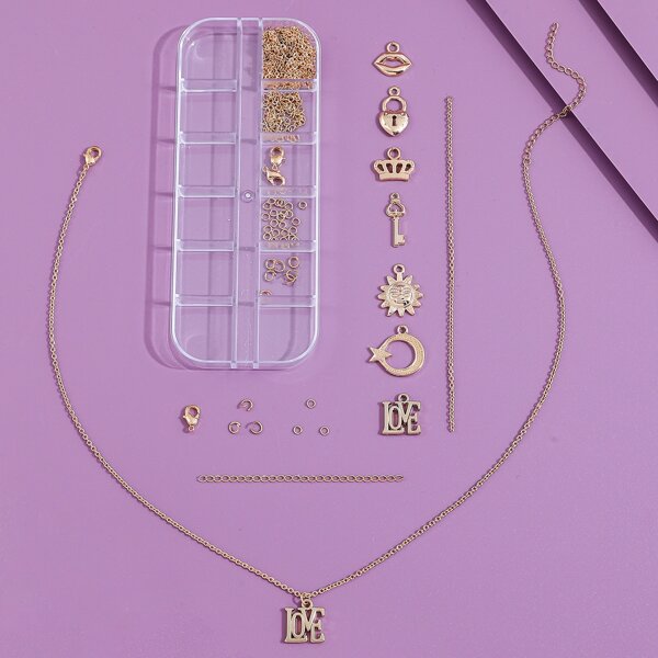 

1box Lock & Key DIY Jewelry Accessory Set, Gold