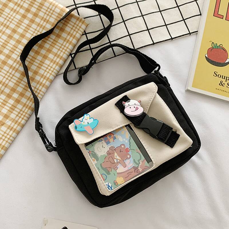 

Colorblock Crossbody Bag, Black and white