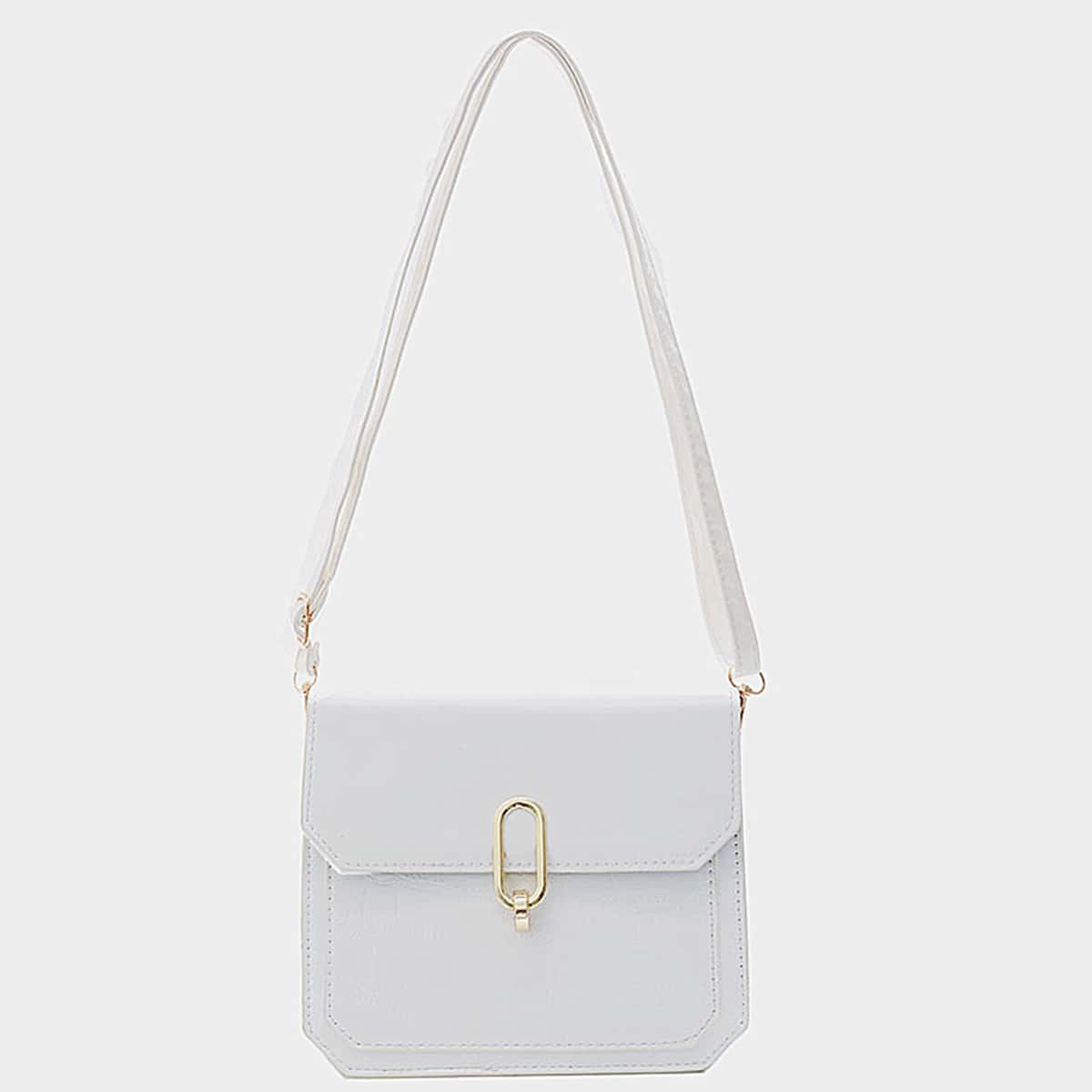 

Croc Embossed Crossbody Bag, White