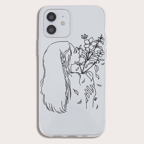 

Line Girl Print Phone Case, Clear
