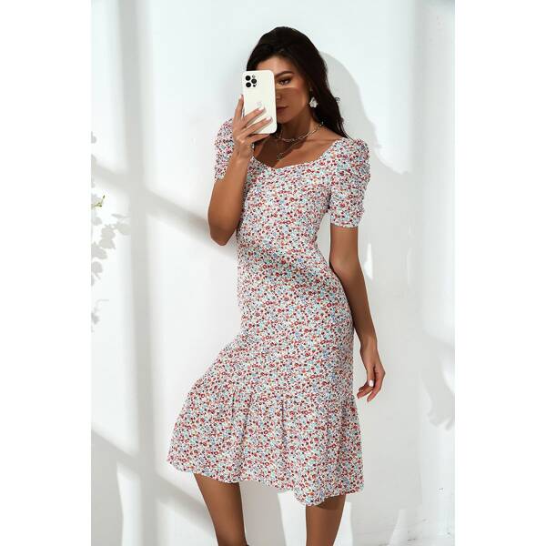 

Ditsy Floral Ruffle Hem Dress, Multicolor