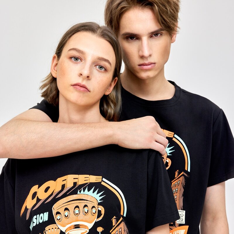 

Unisex Letter Figure Graphic Tee, Black