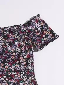 SHEIN Dreamara Đầm Plus Size Xù nhỏ Họa tiết hoa Giải trí - Nhiều màu - Xem 4