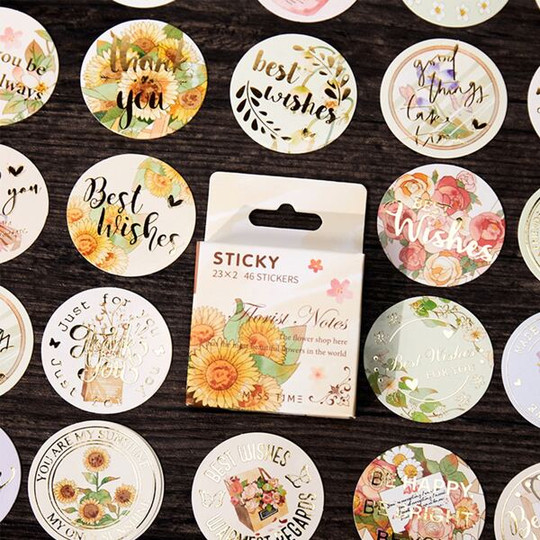 

46pcs Flower Print Sticker, Multicolor