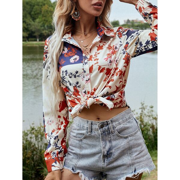 

Allover Plants Print Blouse, Multicolor