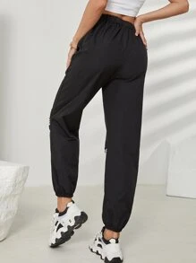 Mulvari Letter Cut Out Carrot Trousers - Black - View 2