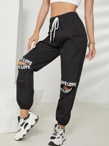 Mulvari Letter Cut Out Carrot Trousers - Black - View 4