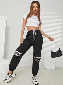 Mulvari Letter Cut Out Carrot Trousers - Black - View 5