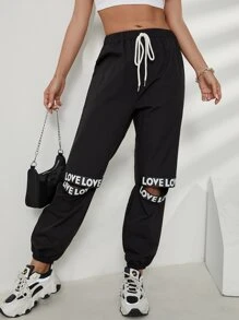 Mulvari Letter Cut Out Carrot Trousers - Black - View 7