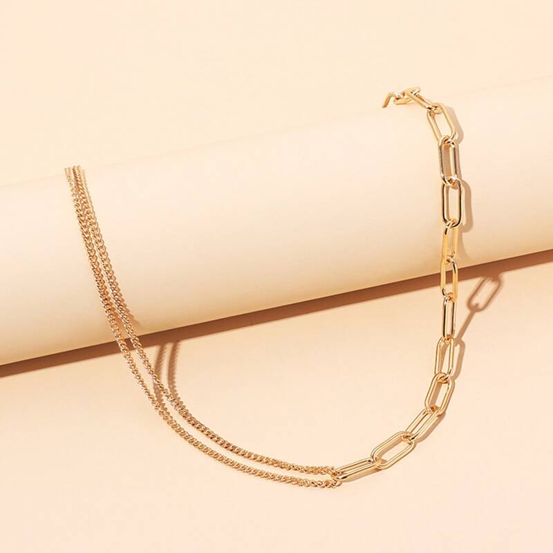 

Contrast Chain Necklace, Gold