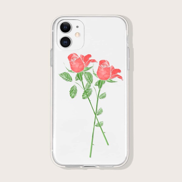 

Rose Print Phone Case, Clear