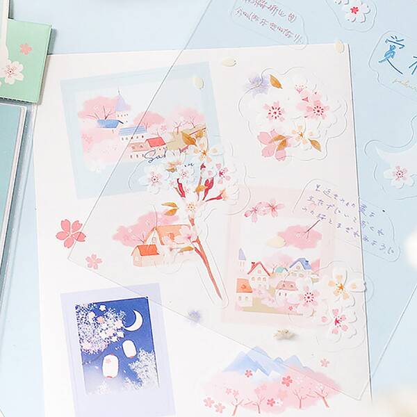 

3sheets Flower Print Random Sticker, Multicolor