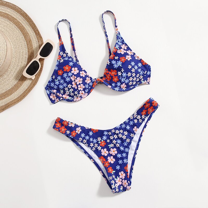 

Floral Print Bikini Swimsuit, Multicolor