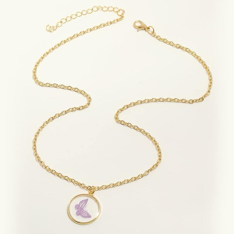 

Butterfly Pendant Necklace, Mauve purple