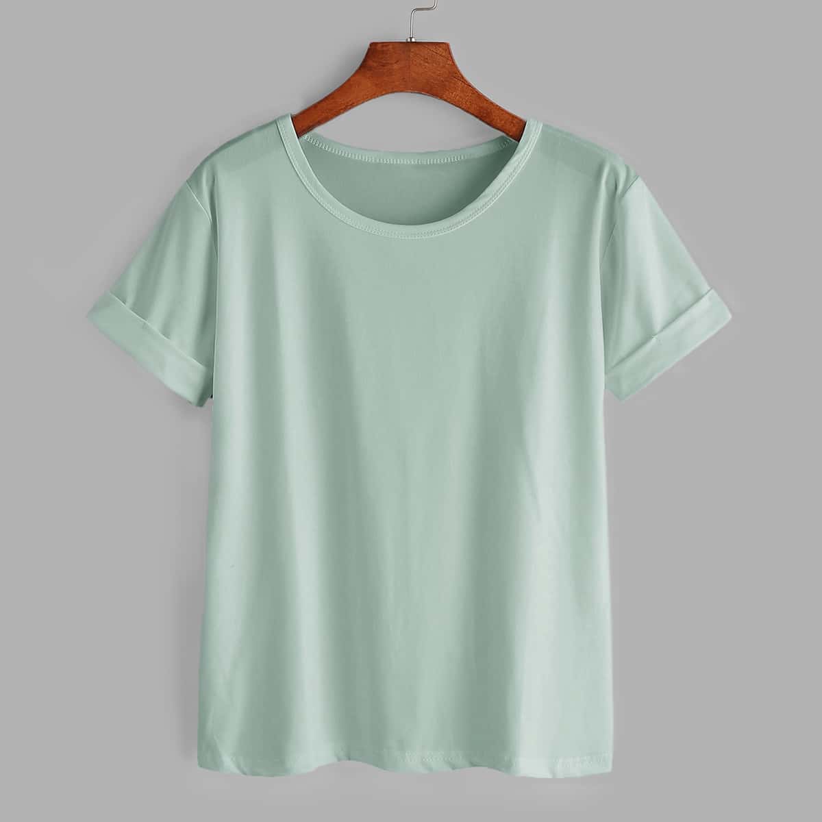 

Solid Rolled Short Sleeve Tee, Mint green