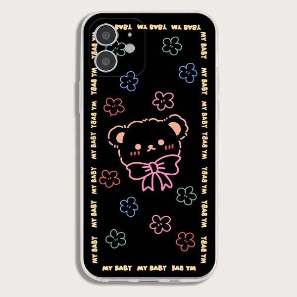 

Cartoon Bear Phone Case, Black
