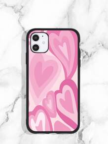 Heart Print Phone Case - Pink - View 1