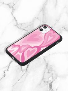 Heart Print Phone Case - Pink - View 2
