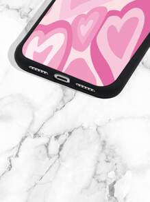 Heart Print Phone Case - Pink - View 3