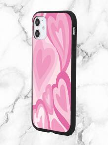 Heart Print Phone Case - Pink - View 4