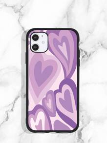 Heart Print Phone Case - Purple - View 1