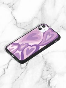 Heart Print Phone Case - Purple - View 2