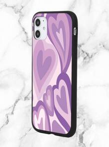 Heart Print Phone Case - Purple - View 3