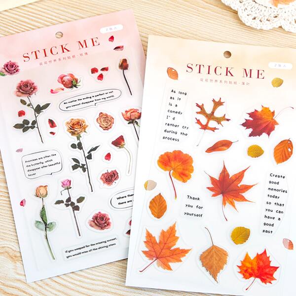 

2sheets Plant Print Random Sticker, Multicolor