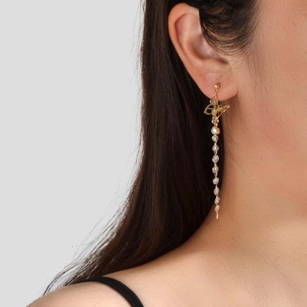 

Butterfly Charm Mismatched Drop Earrings, Gold