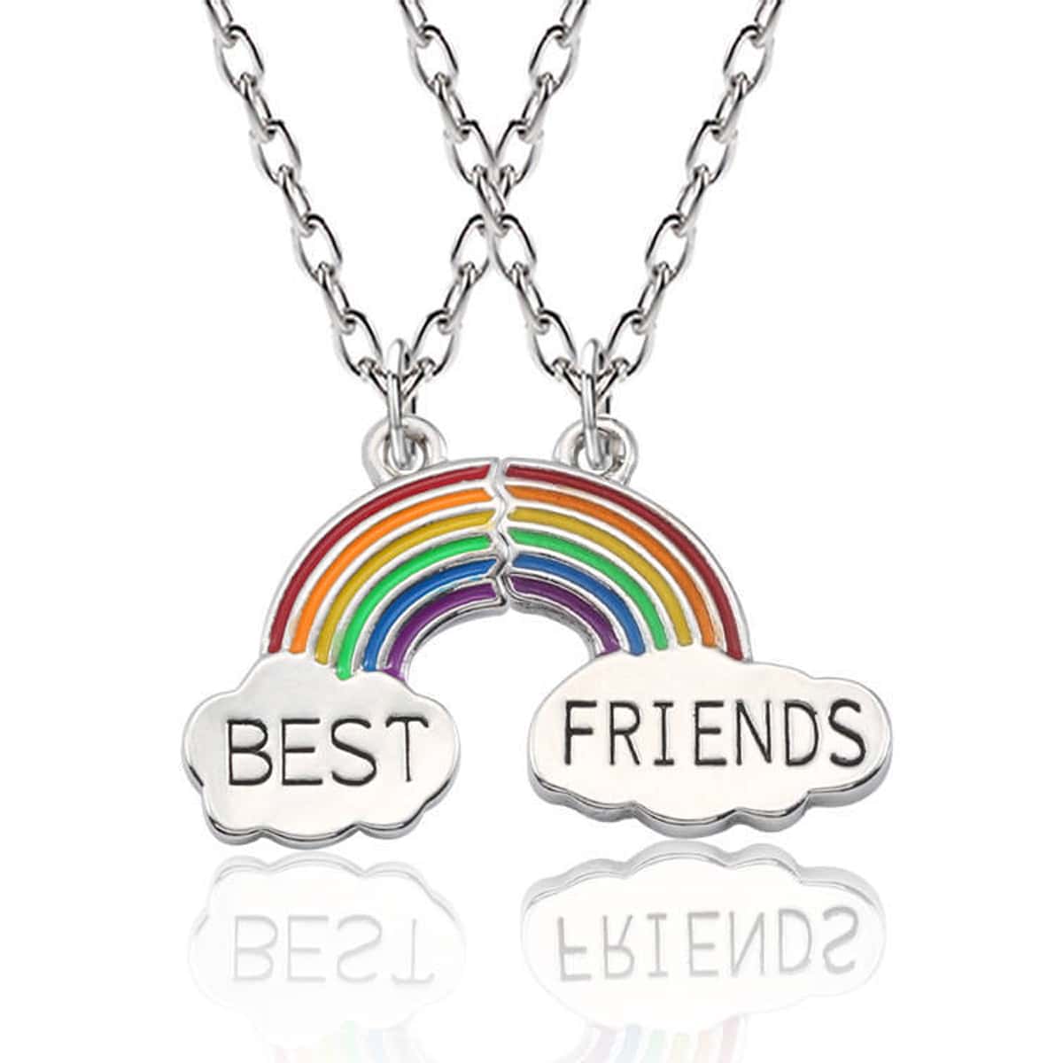 

2pcs Rainbow Pendant Necklace, Multicolor