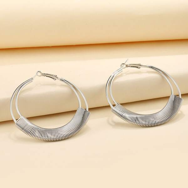 

Metal Hoop Earrings, Silver
