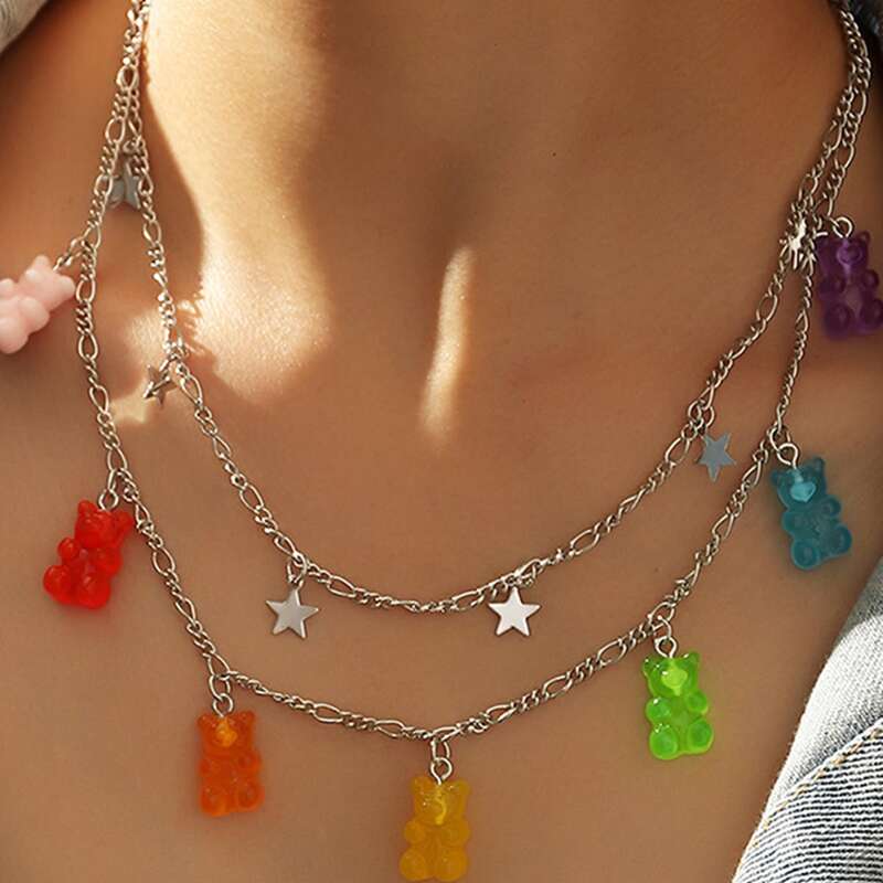 

Bear & Star Layered Necklace, Multicolor