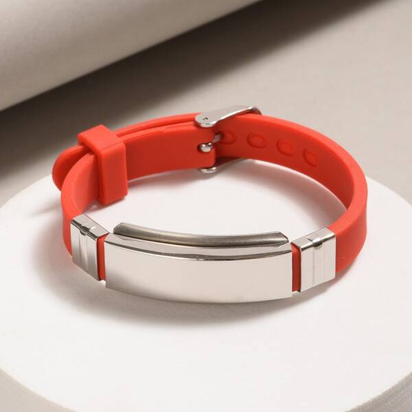 

Boys Stainless Steel Decor Bracelet, Red